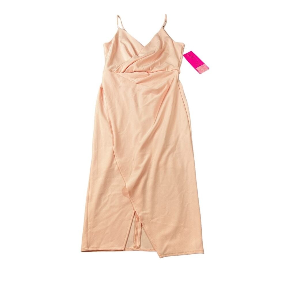 Betsey Johnson PinkSpaghetti Strap Midi Vneck Wrap-Like Womens Size 8 Dress NWT